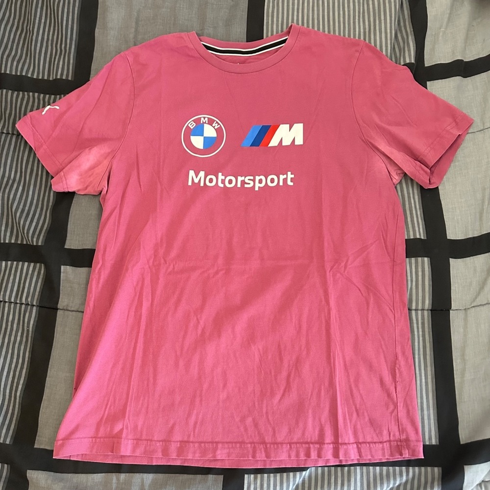 Puma BMW Motorsport Essential Logo Men's T Shirt Rose Size Large
